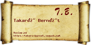 Takaró Bernát névjegykártya